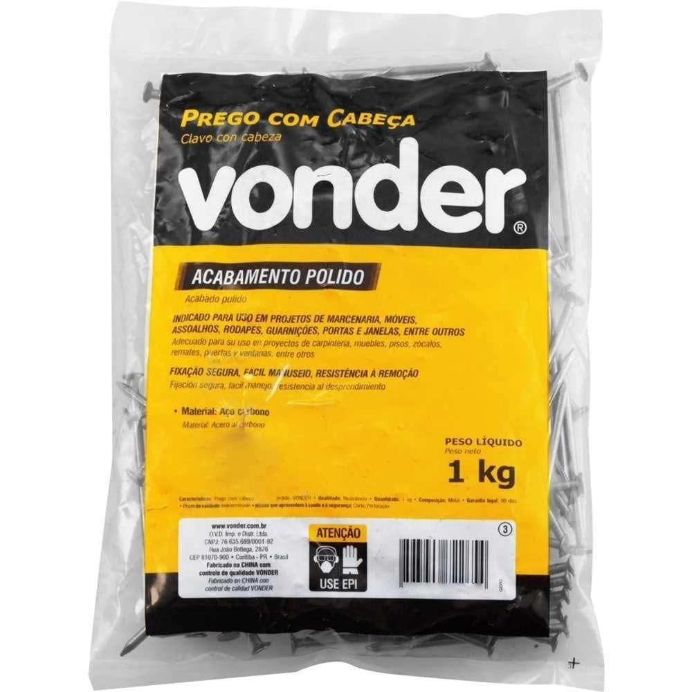 Prego Com Cabeça 16 X 21 (2 X 12) Polido 1 Kg Vonder
