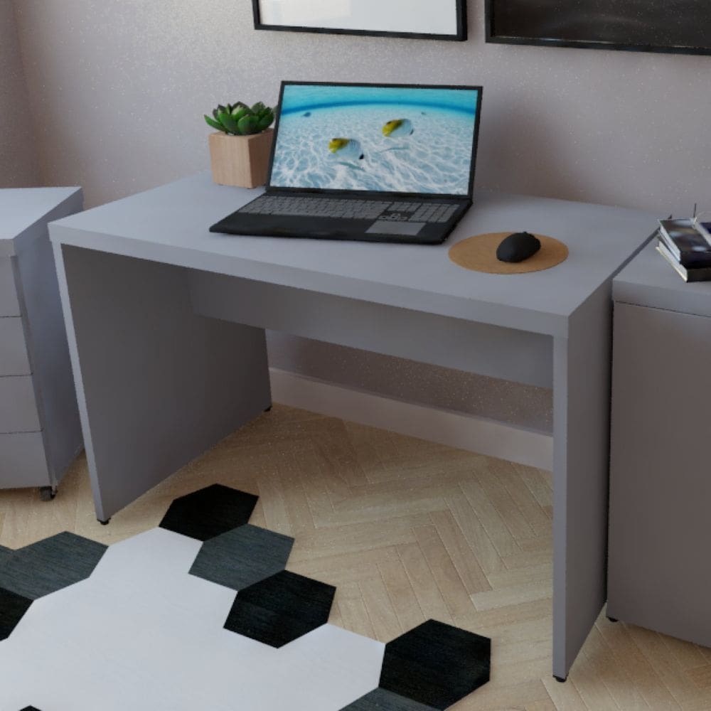 Mesa para Escritório 110cmx60cm Cinza Cristal