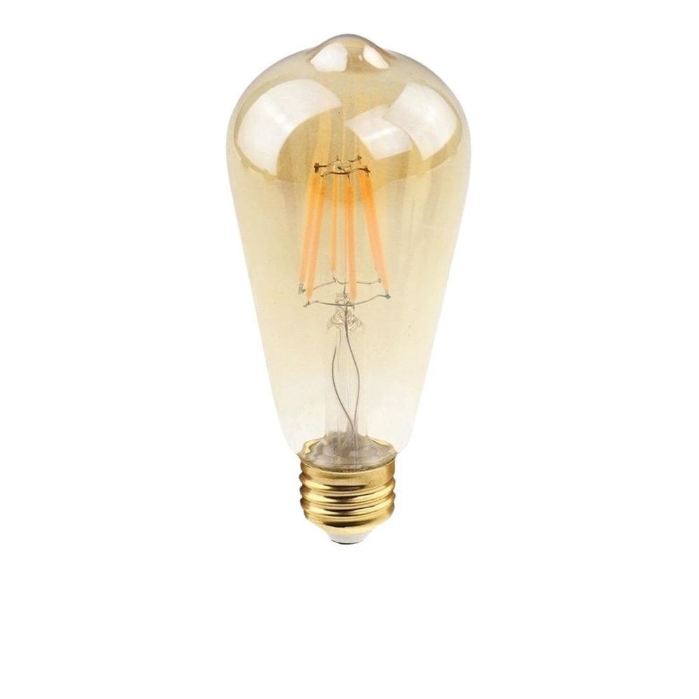 Kit 6 Lampada Filamento Vintage Led St64 Ambar 4W Retro