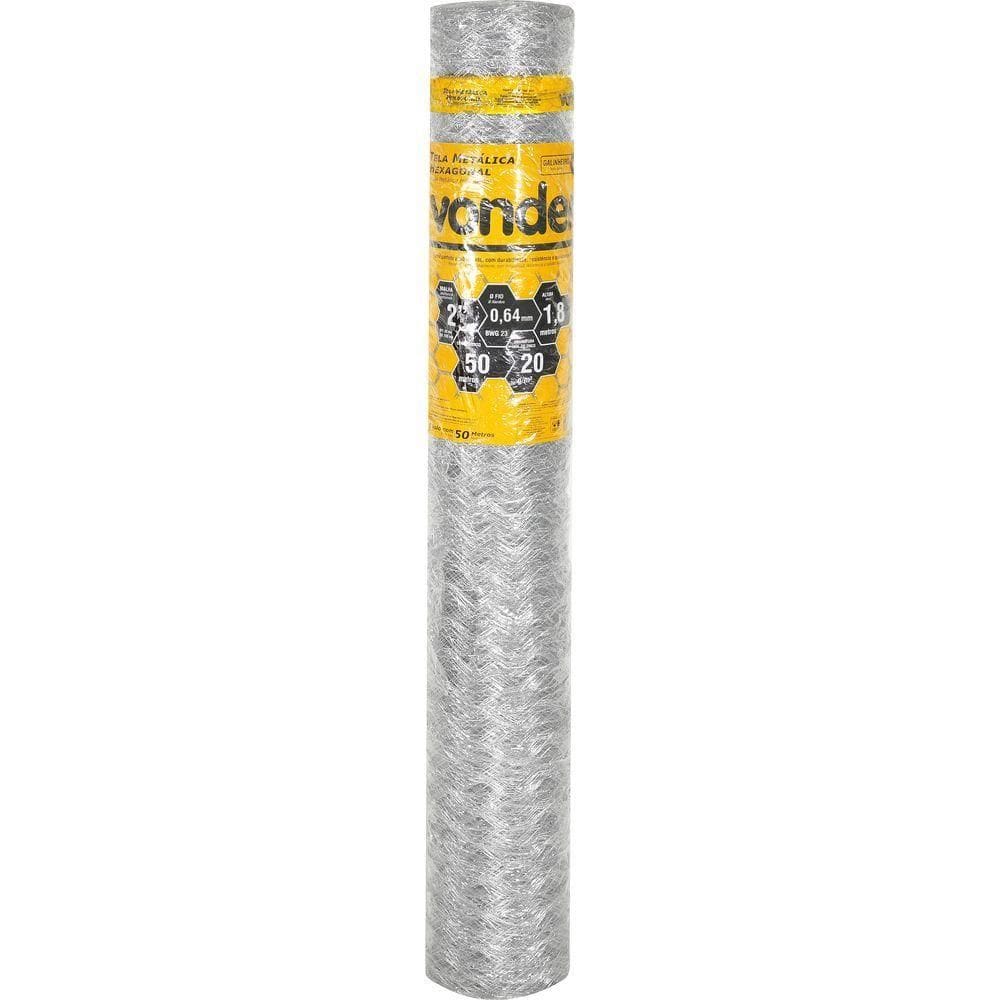 Tela Metálica Galinheiro Hex Malha 2`` BWG23 1,8m 50m Vonder