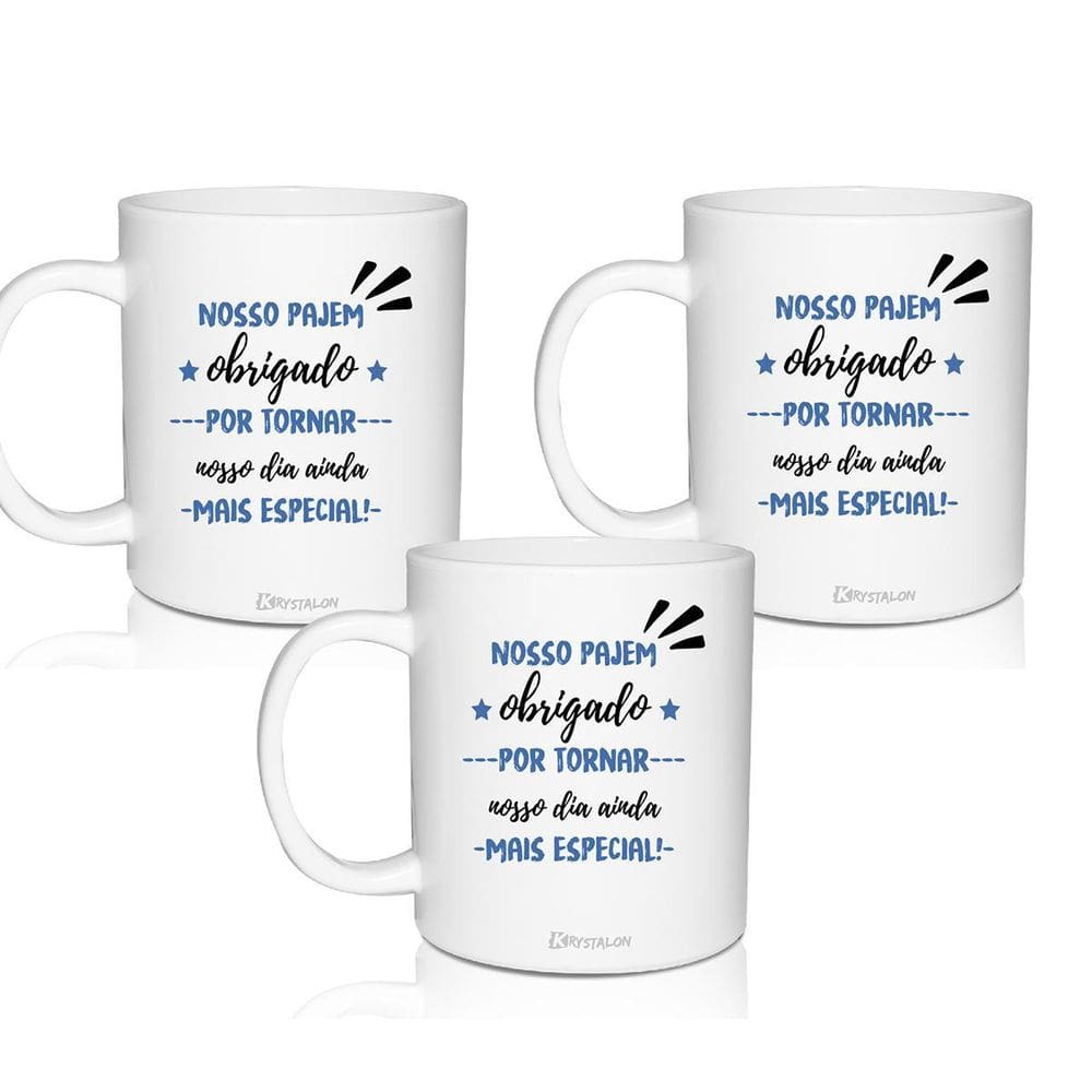 Kit 3 Canecas Lembrança Personalizada Agradecimento Pajem