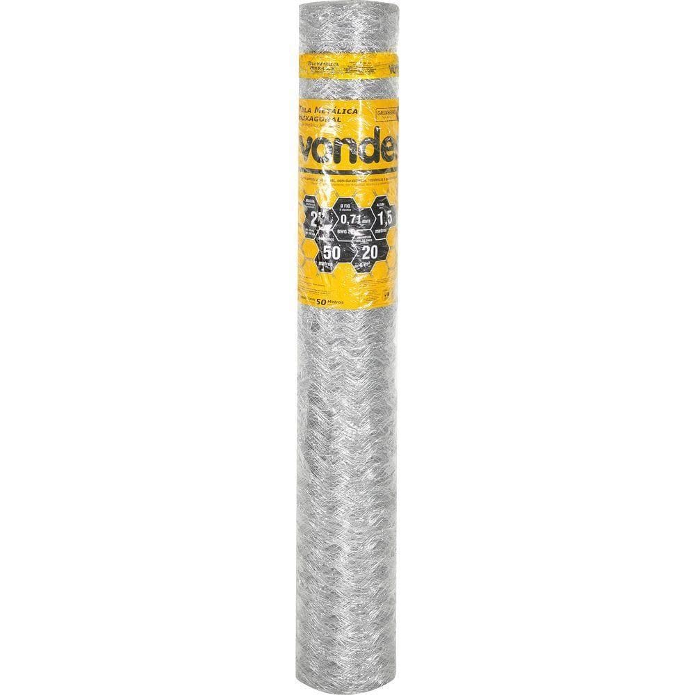 Tela Metálica Galinheiro Hex Malha 2`` BWG22 1,5m 50m Vonder