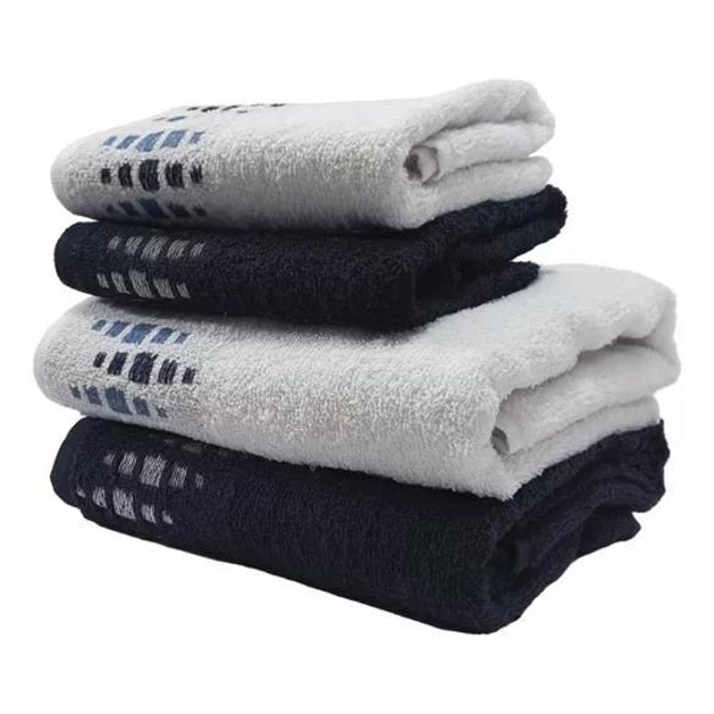 Jogo De Banho Amaya C/5 Peças Cor; Branco/Marinho Lufamar