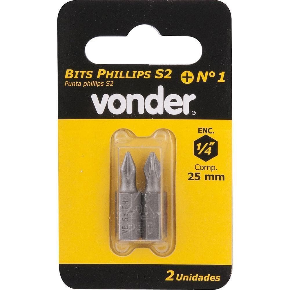 Bits Ponteira Philips 1-4 N.2 1-4x75mm Aço S2 Com 2 Peças -