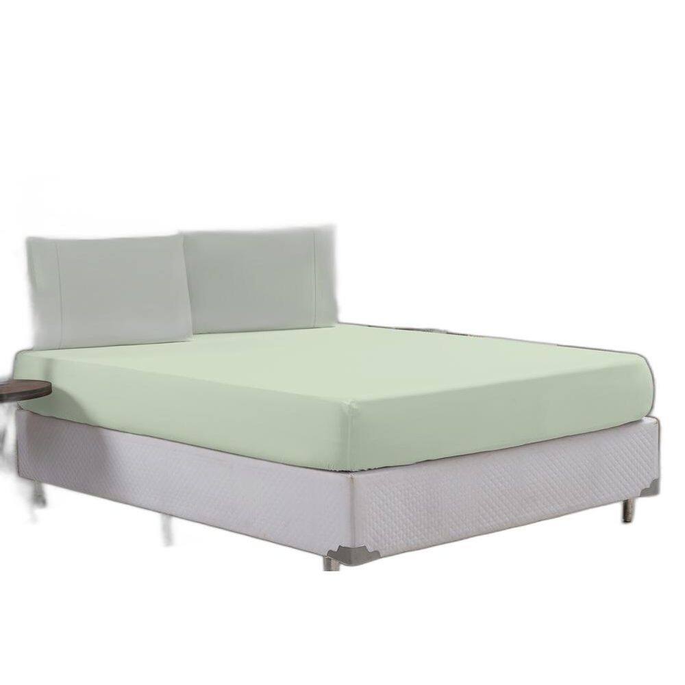 Jogo De Lençol Com Elástico King 80% Algodão Percal Verde