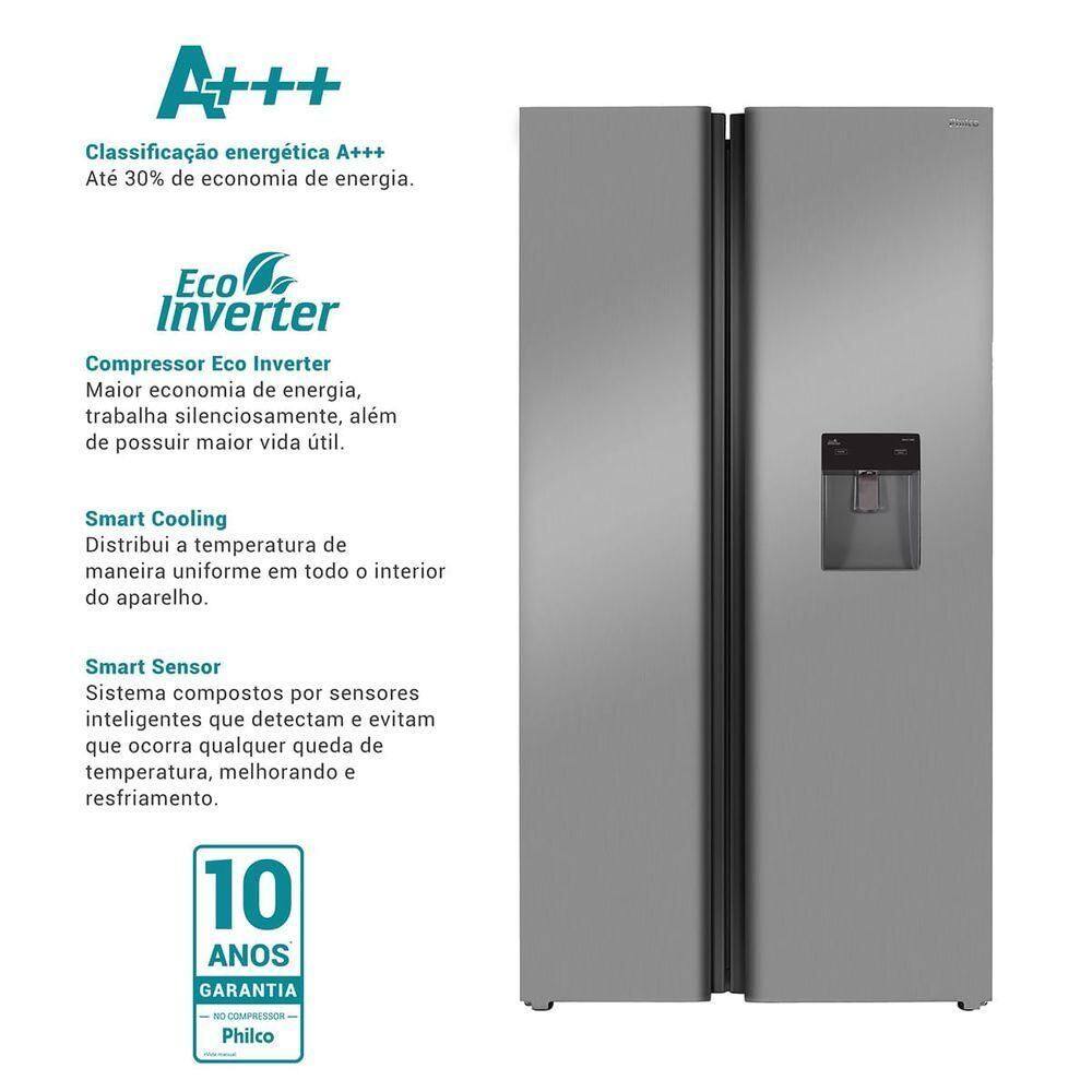 Geladeira 486L Philco Inverter Side by | Extra