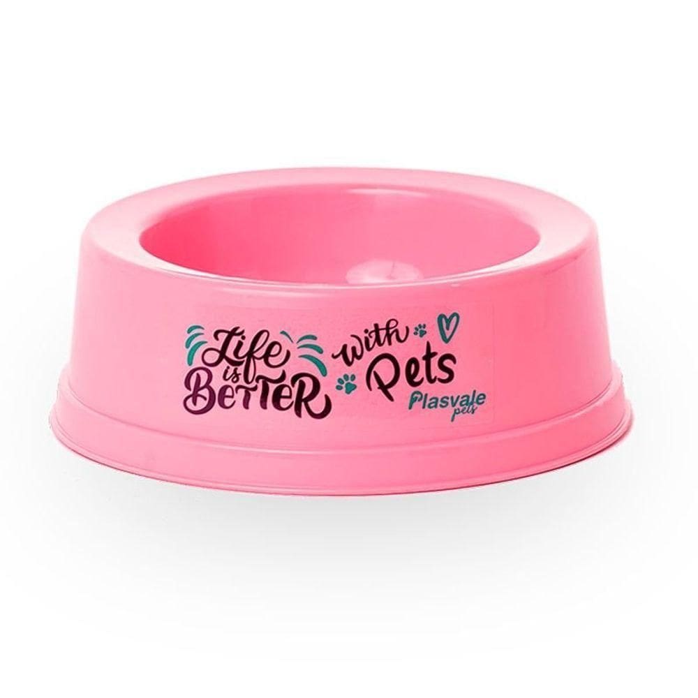 Comedouro 1l Plasvale Pets Rosa