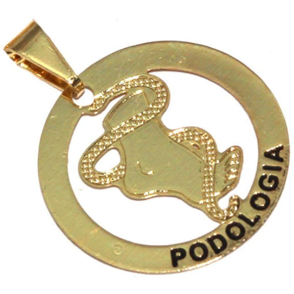 Pingente Minha Profissão Podologia Podóloga Folheado 18k