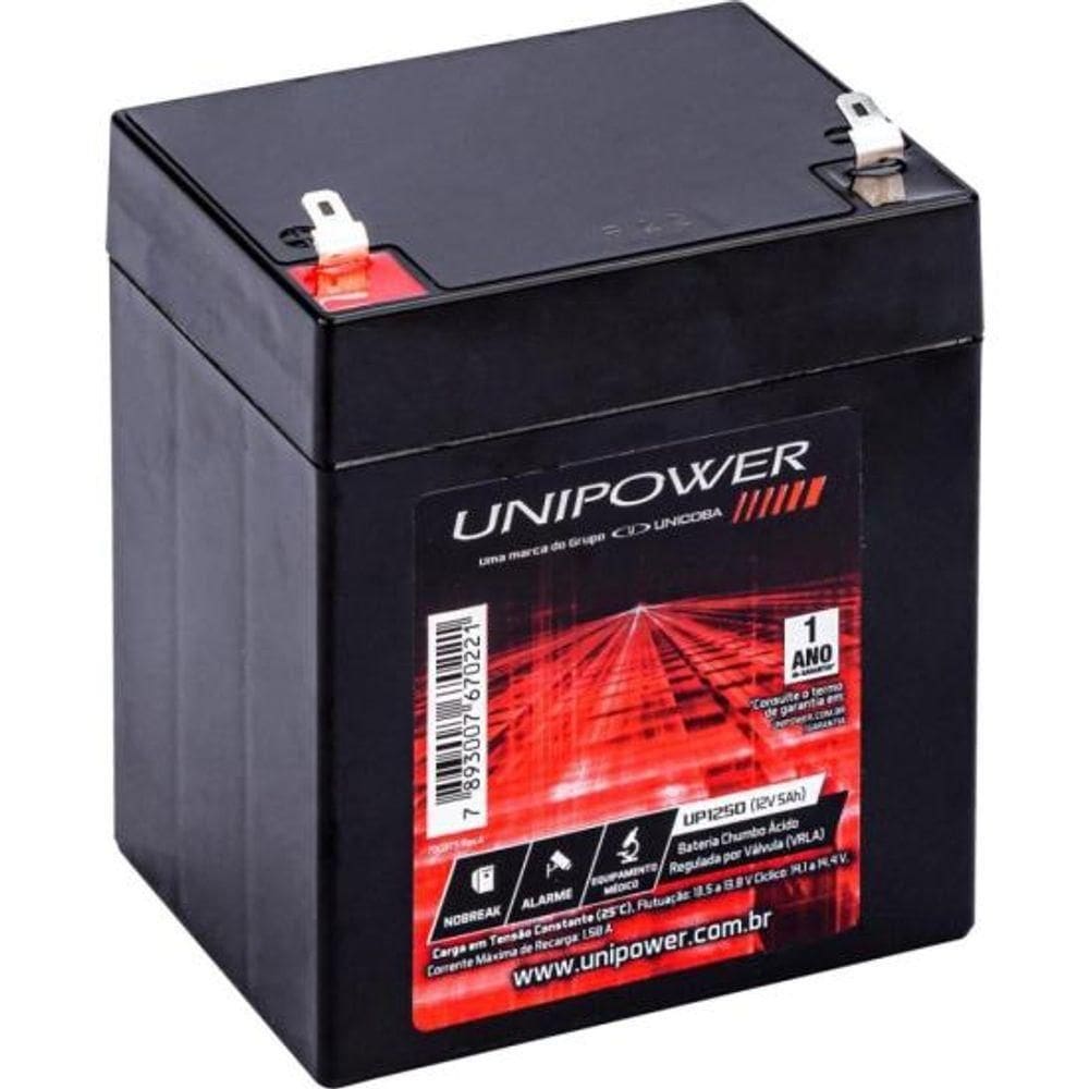 Bateria Estacionária Selada 12v 5ah Vrla Up1250 Unipower [f002]