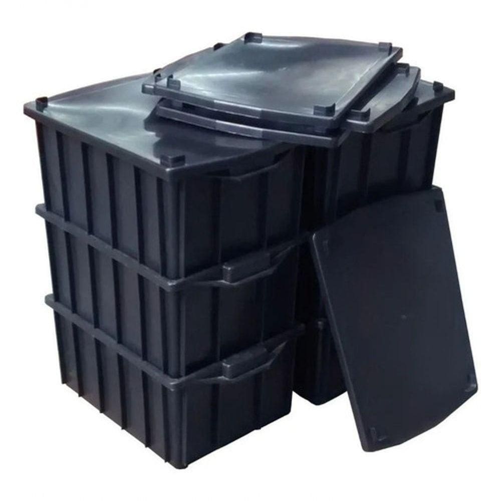 Kit 4un Caixa Plástica Organizadora Composteira Tampa 28 L