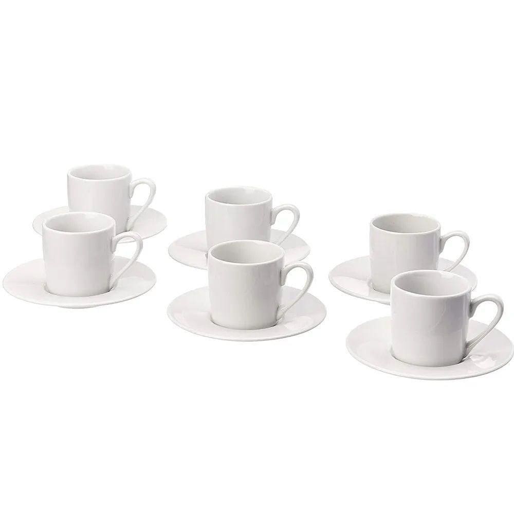Jogo Xícaras Branca Porcelana 12 Peças Café 80ml
