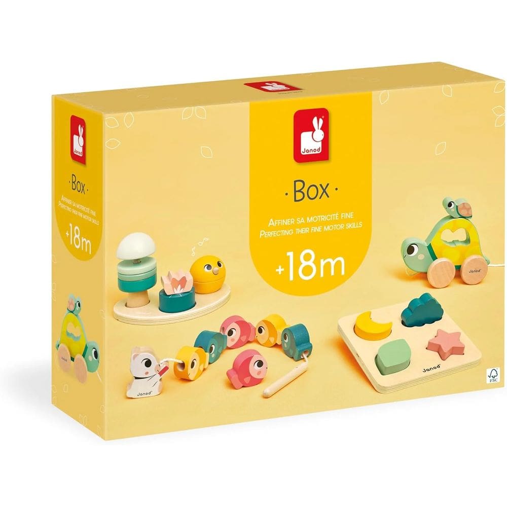 Caixa Educativa Janod Box Brinquedo Infantil De Madeira Sensorial Para Crianças +18 Meses
