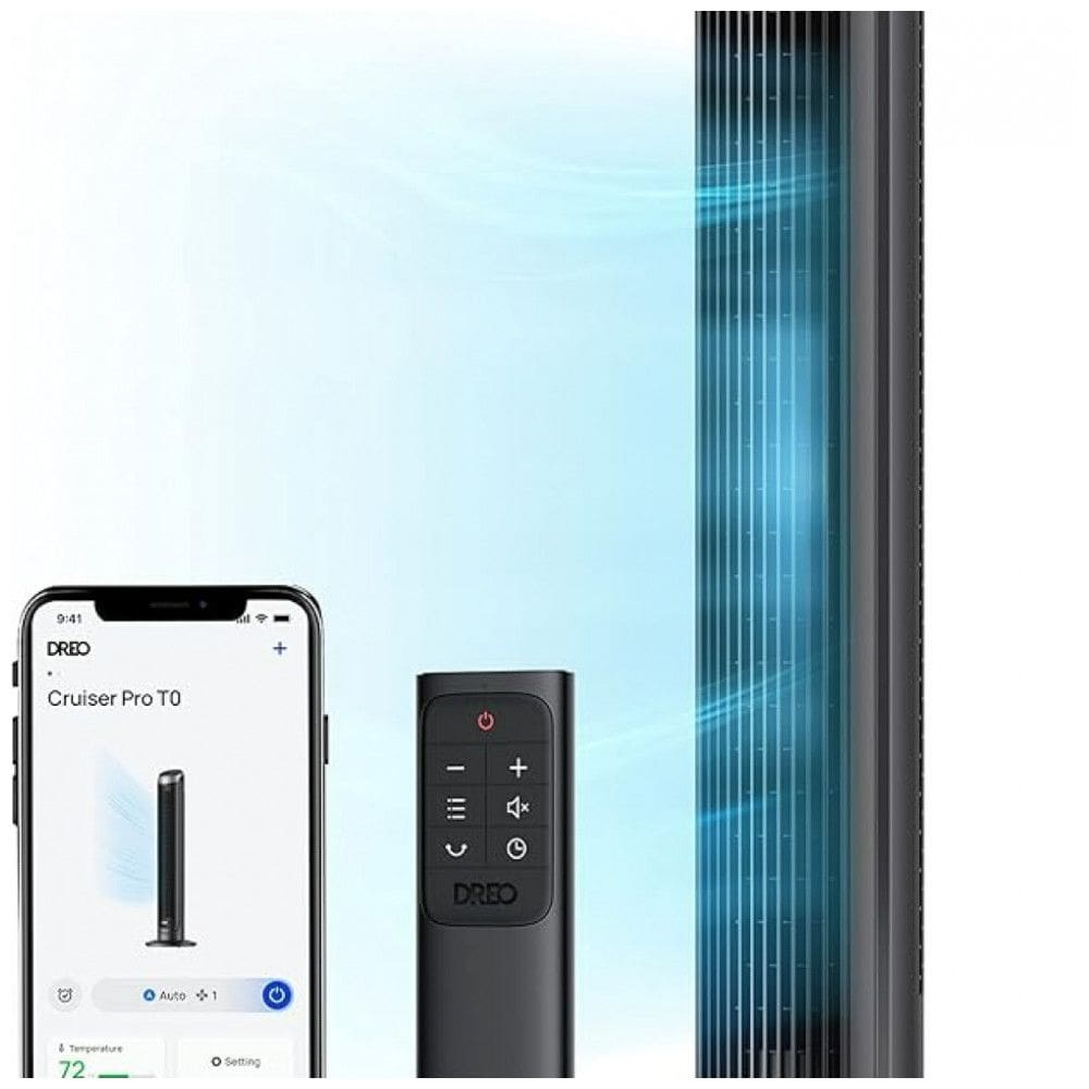 Ventilador de torre inteligente Dreo para quarto, ventilador de pé oscilante de 90° de 40”, alta velocidade de 26 pés/s, 5 velocidades e 4