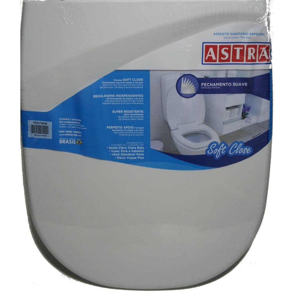 Assento Sanitário Soft Close Icasa Etna Sabatini Branco Neve