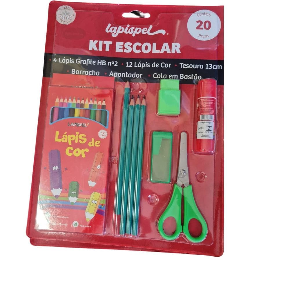 Kit Material Escolar Lápis Borracha Tesoura Cola Lápis