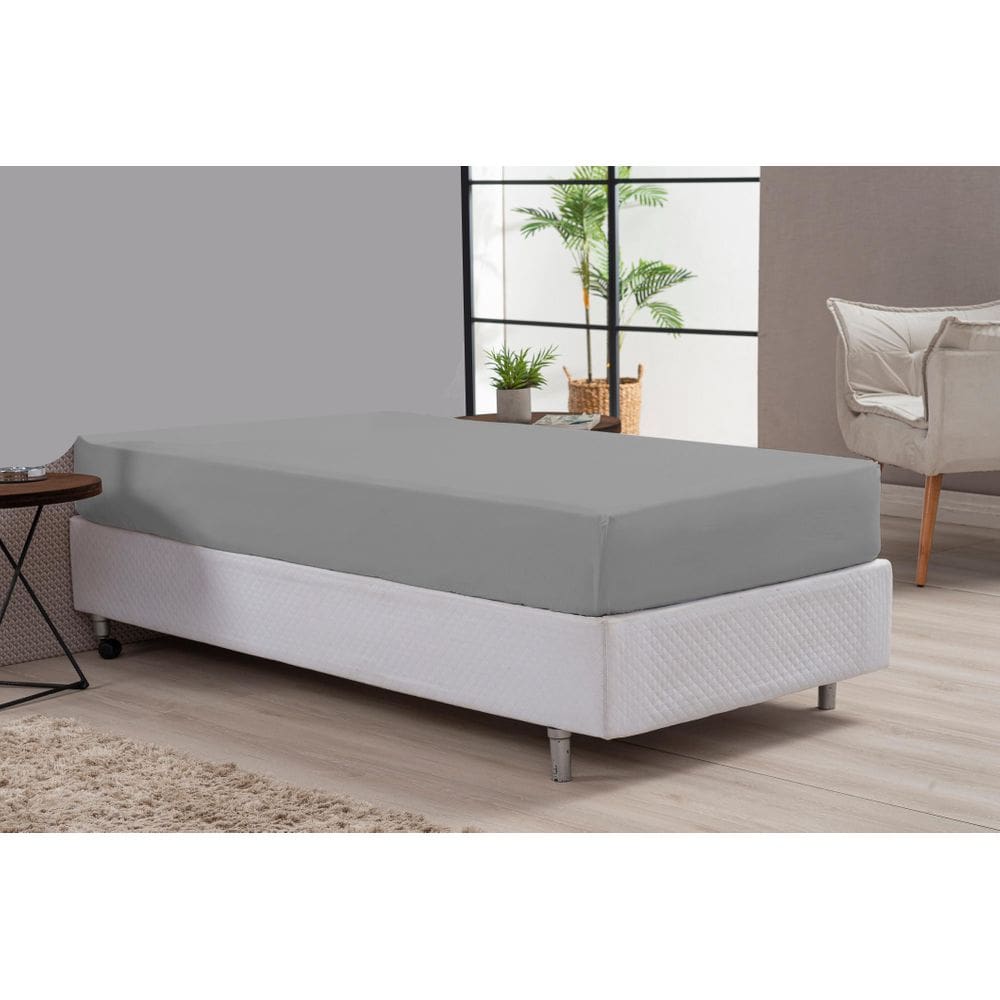 Lençol Solteiro Avulso Cinza Percal Clinica Hospedaria