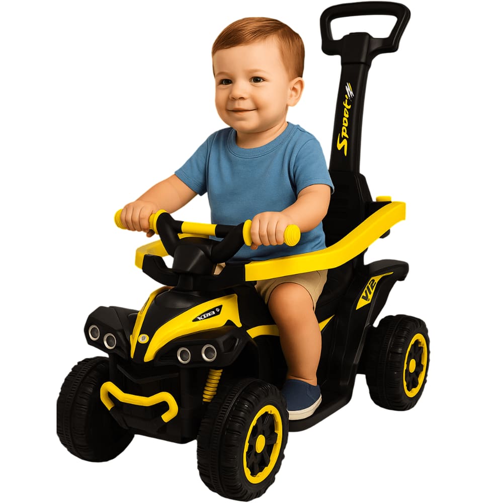 Carrinho de Passeio Andador Biemme Quadriciclo Quatri Push Amarelo
