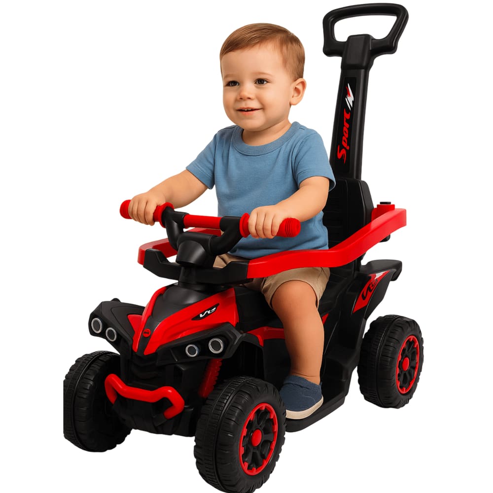 Carrinho de Passeio Andador Biemme Quadriciclo Quatri Push Vermelho
