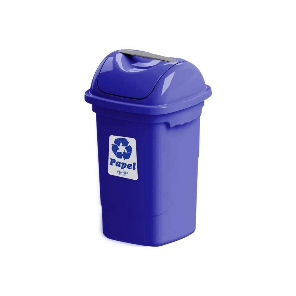 Lixeira Seletiva Basculante 30l Plasvale Azul Papel Azul