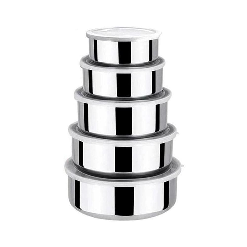 Conjunto De Potes Inox Com Tampa - 5 Peças