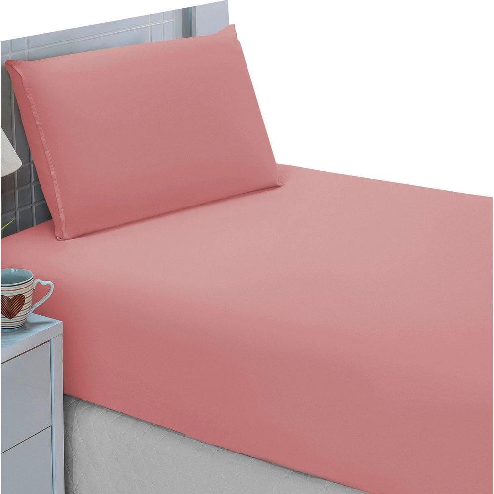 Jogo Lençol Solteiro 2 Peças Elastico Liso Microfibra Rosa