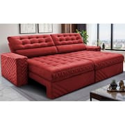 Sofá Retrátil e Reclinável 2,50m Molas Ensacadas Max Spring. Velusoft Cama inBox