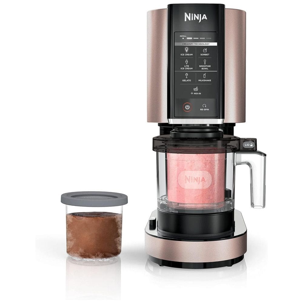 Ninja NC301 CREAMi Máquina de Sorvete Automática 473 mL de Capacidade com Painel de Controle e 7 Configurações, 110V, Rose Gold