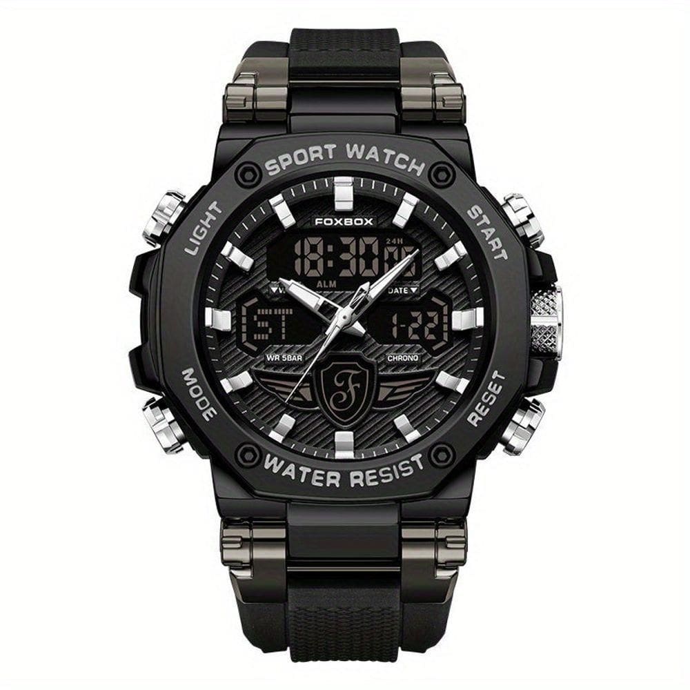 Relógio Masculino Display Luminoso Multifuncional Esportivo Pulseira De Silicone Preto