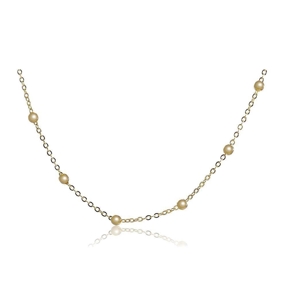 Colar Corrente Com Bolinhas Folheado Em Ouro 18k