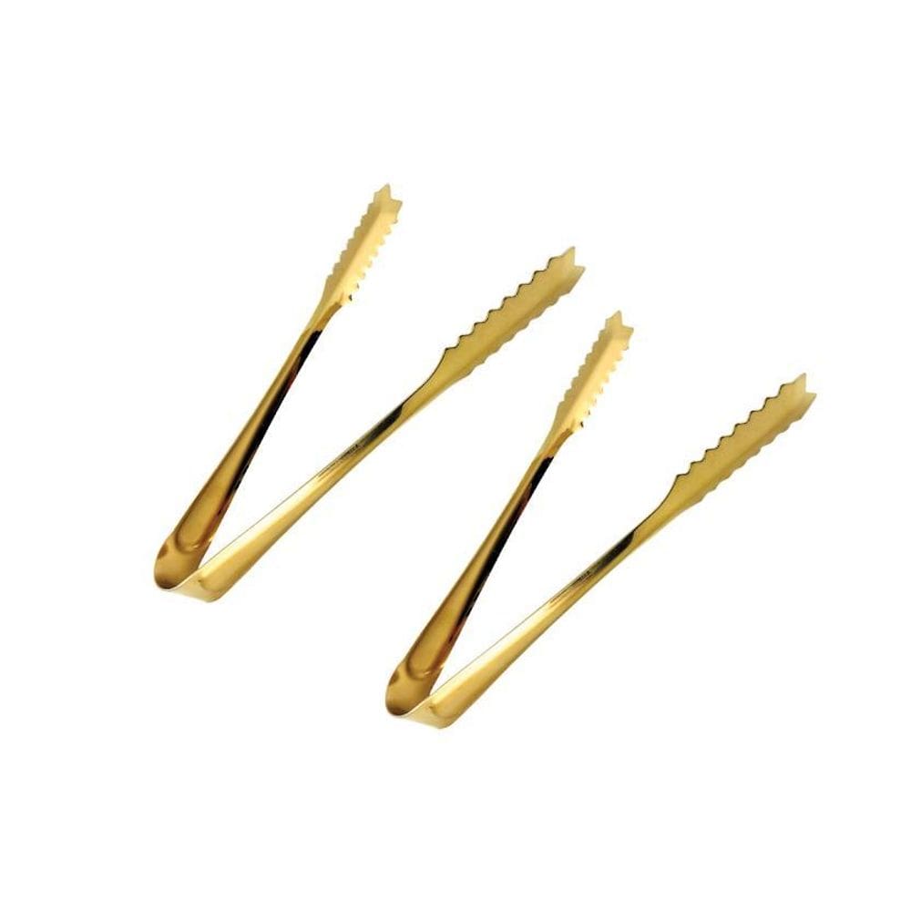 Pegador P/Gelo Aco Inox Dourado 2 Peças