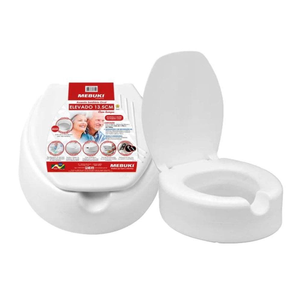Assento De Vaso Elevado 13,5 Com Tampa Para Idosos E Deficie