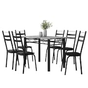 Conjunto De Mesa Sala de Jantar Leia Com 6 Cadeiras Tubular Granito 1,40m Artefamol