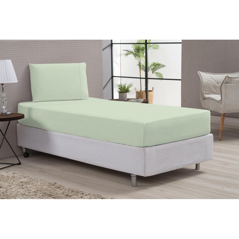 Jogo De Lençol Macio Verde Cama Solteiro Percal 2 Peças