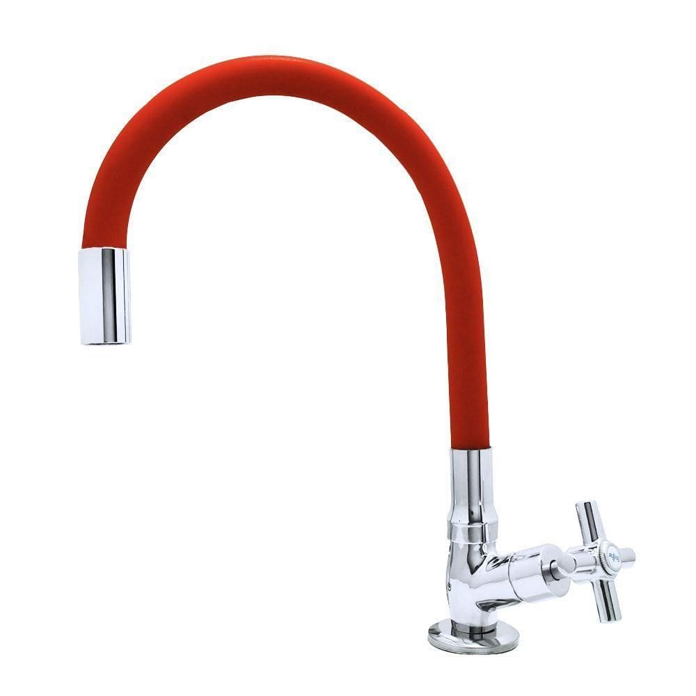 Torneira Cozinha Bancada Mesa Gourmet Tubo Flexível Vermelho