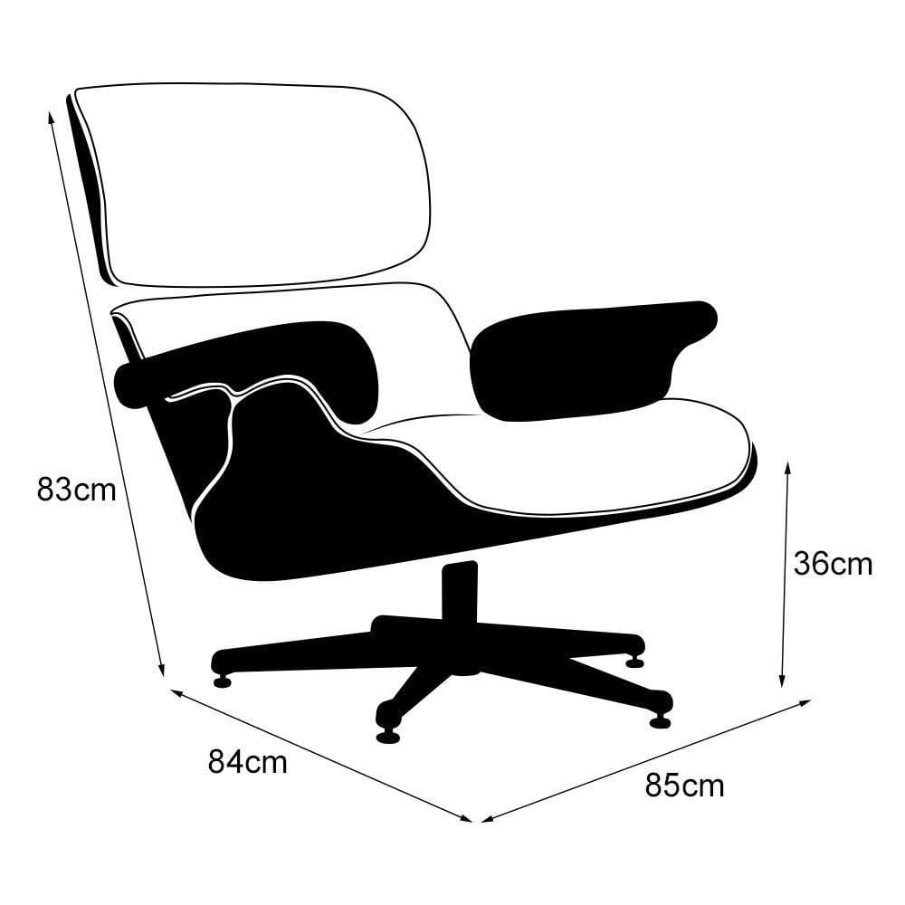 Poltrona Charles Eames Office Exec Couro Natural Preto