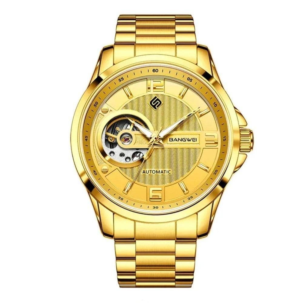 Relógio De Pulso Mecânicos Masculinos Marca Superior Luxo Automático Dourado