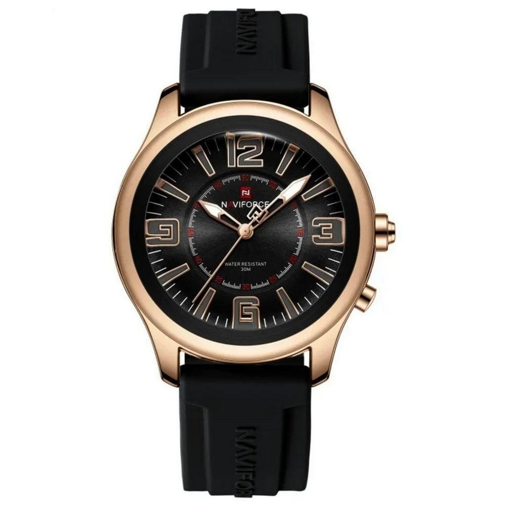 Relógio De Quartzo Masculino Mostrador Simples Casual 30m à Prova D`água Preto Dourado