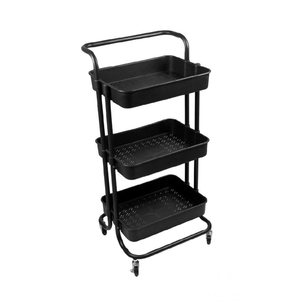Carrinho Organizador Multiuso 3 Prateleiras 42x35x86cm - Preto