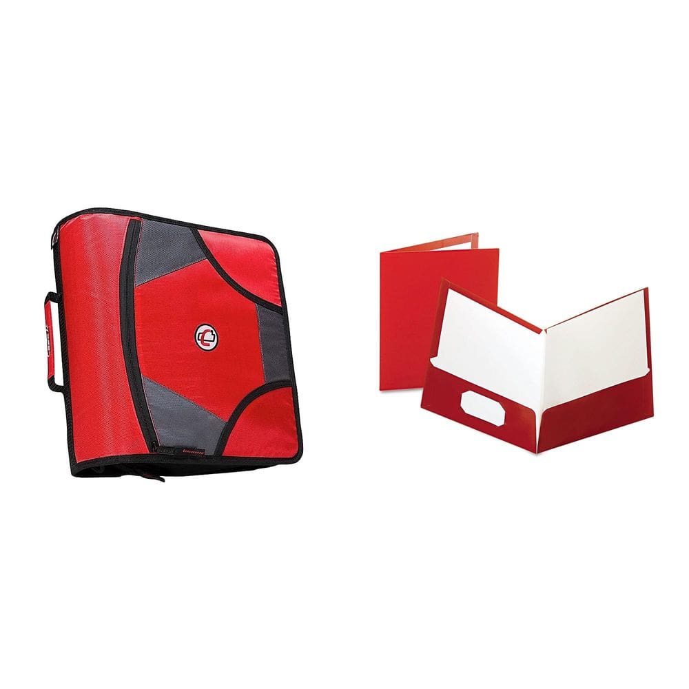 Kit combinado de fichário com zíper de 4 polegadas com arquivos de 5 abas e 25 portfólios