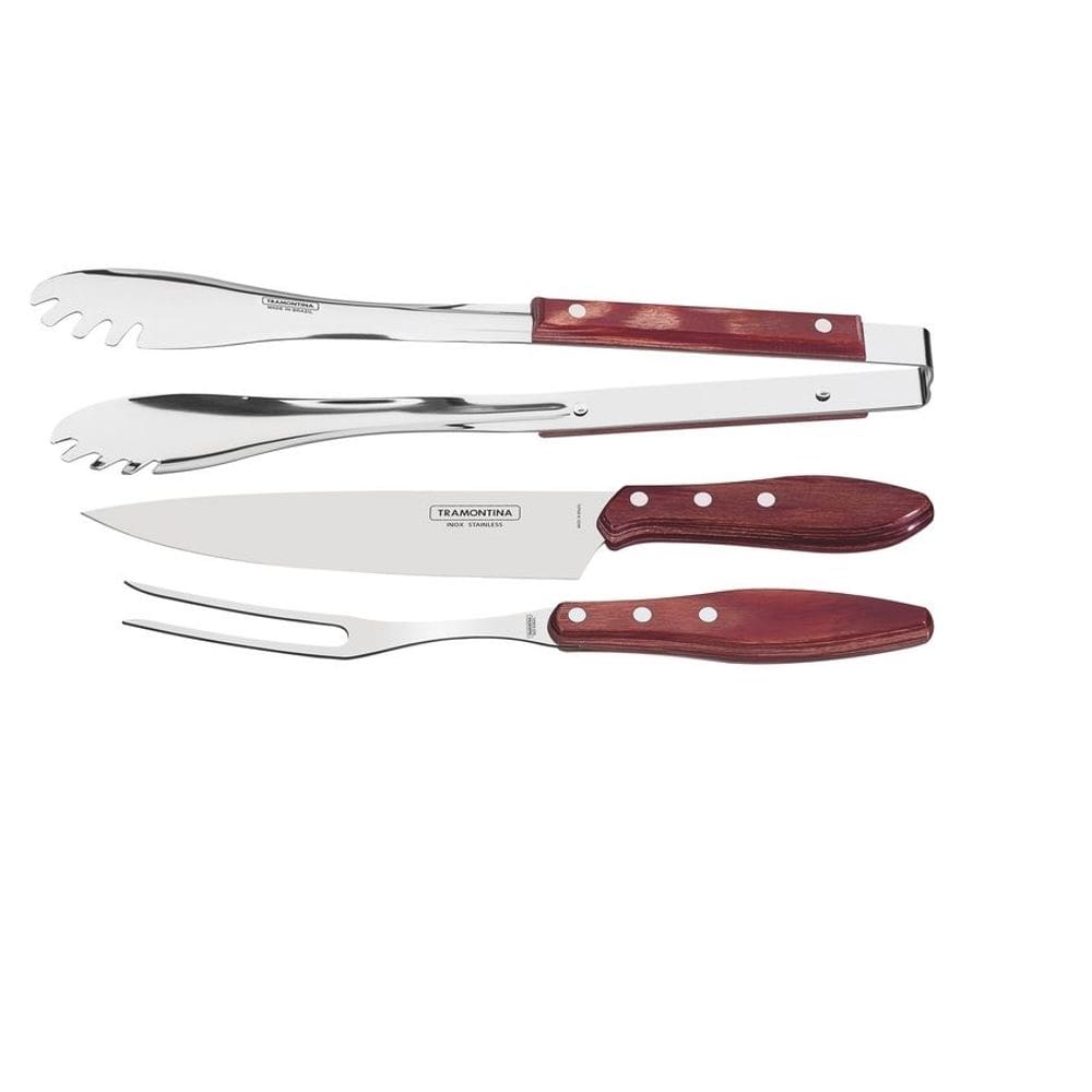 Jogo Kit Para Churrasco Inox 3 Peças Polywood Tramontina
