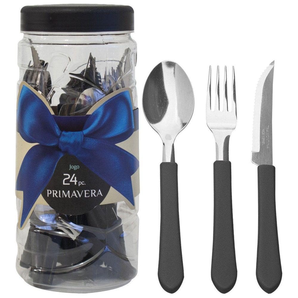 Faqueiro Com 24 Peças Pote Cabo Preto Martinazzo - 133594