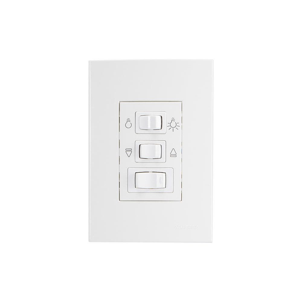 Controle de Ventilador MarGirius Sleek 3 Velocidades com Placa 4x2 Branco 127V