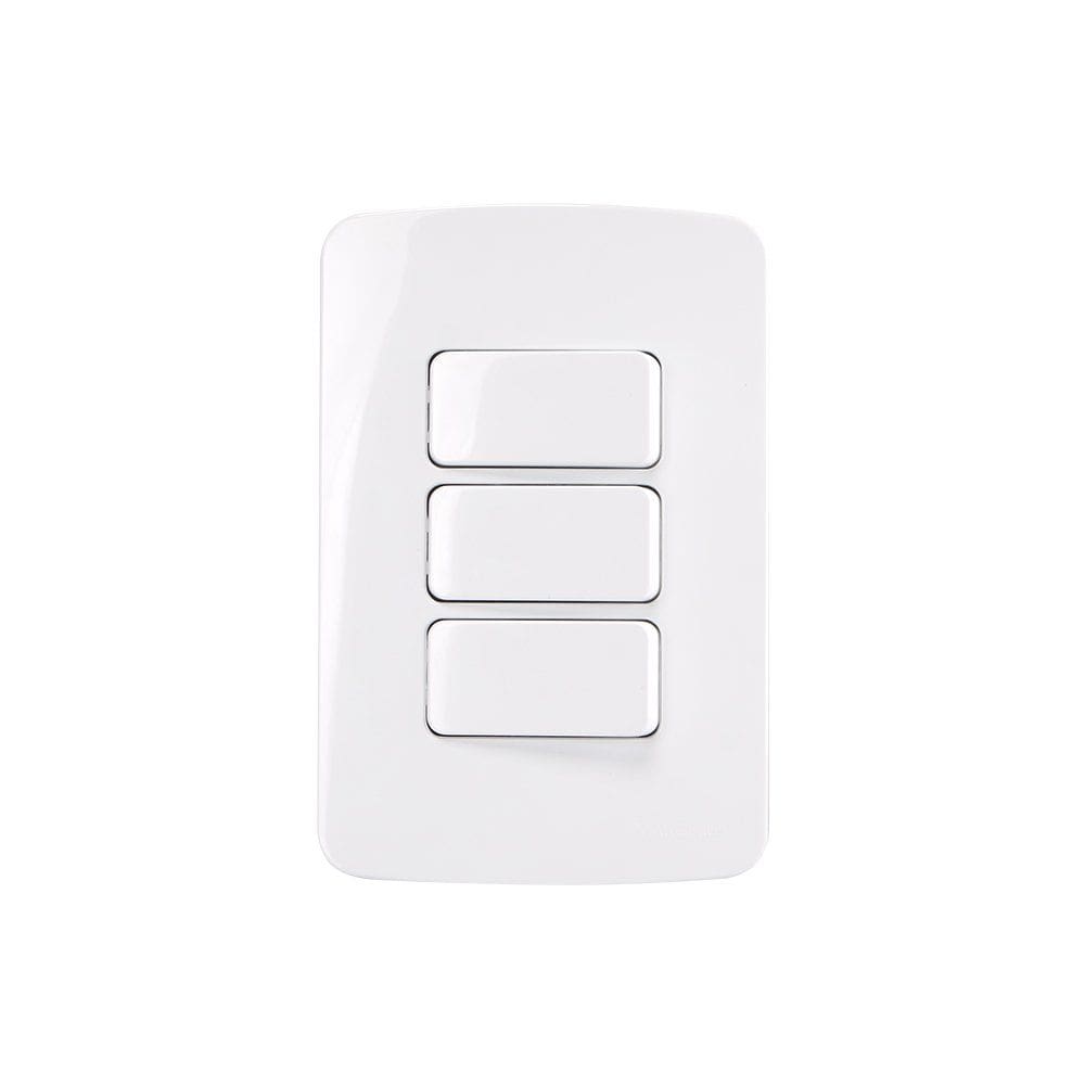 Interruptor Simples Triplo MarGirius B3 10A com Placa 4x2 Branco