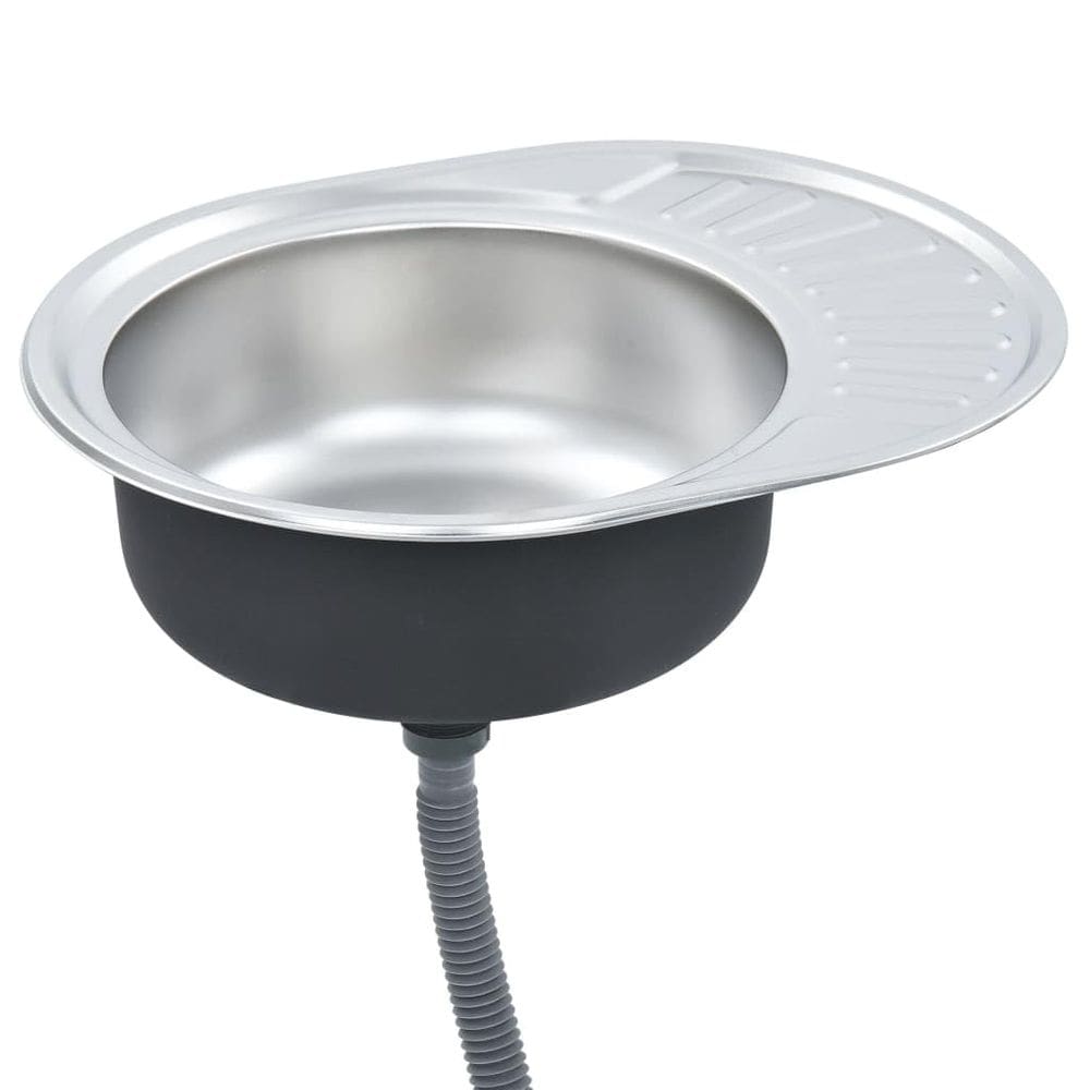 Pia de cozinha VidaXL oval em aço inoxidável 57x45x16cm com filtro