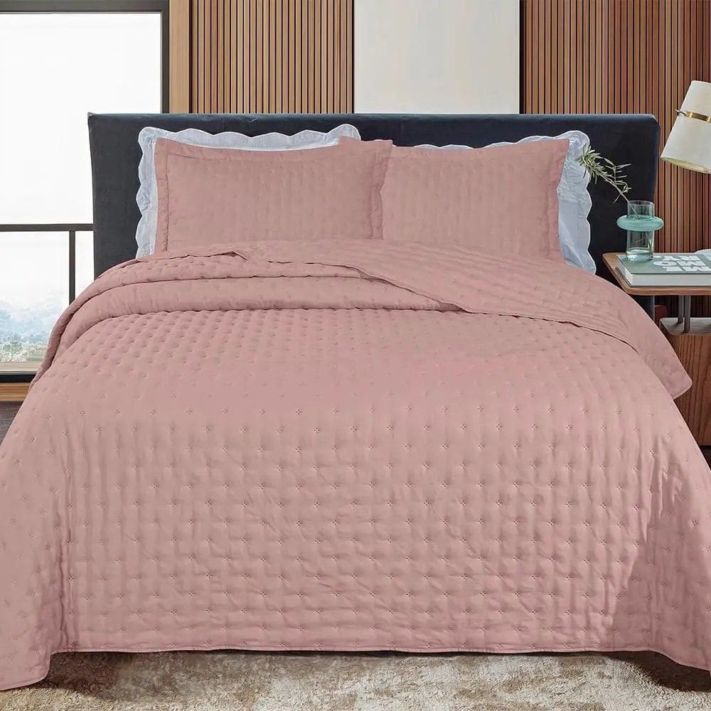 Jogo de Colcha Cobre Leito Toque Macio Dupla Face com Porta Travesseiro - Jolitex - Rosa - Super King