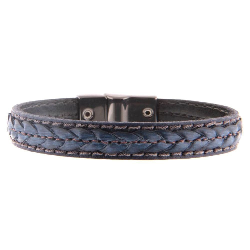 Pulseira Couro Armazem Rr Bijoux Masculina Trançada Marinho