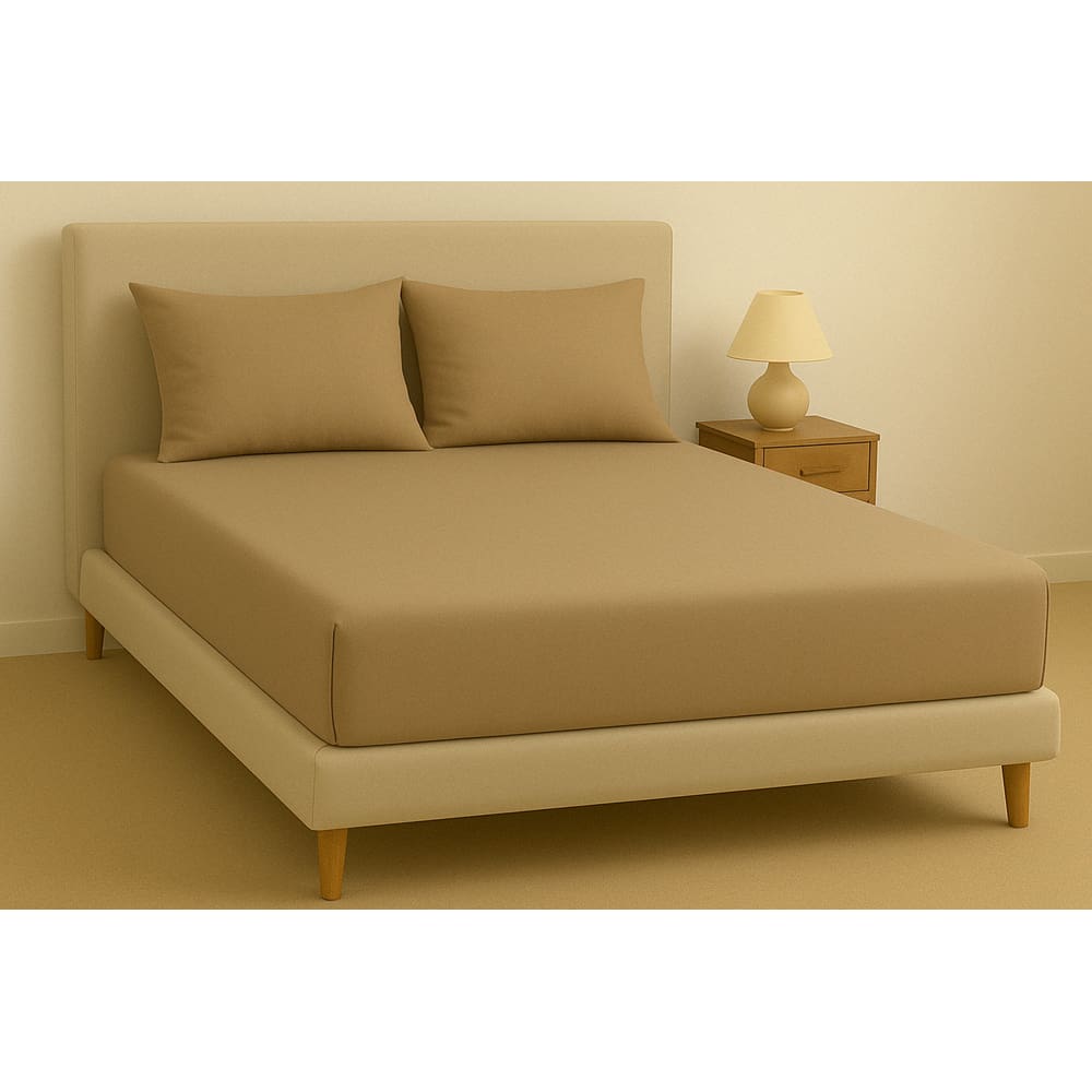 Kit De Lençol Malha Sofee e Par De Fronha 100% Algodão Queen 158x198cm