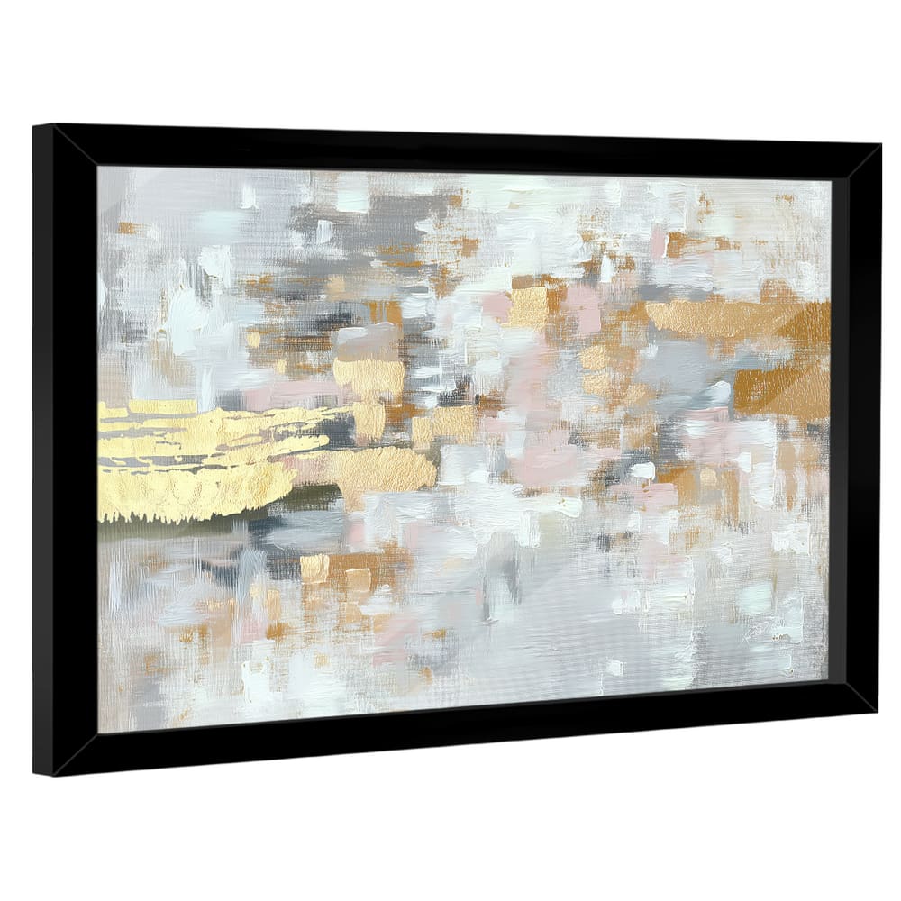 Quadro Decorativo Abstrato Contraste Dourado