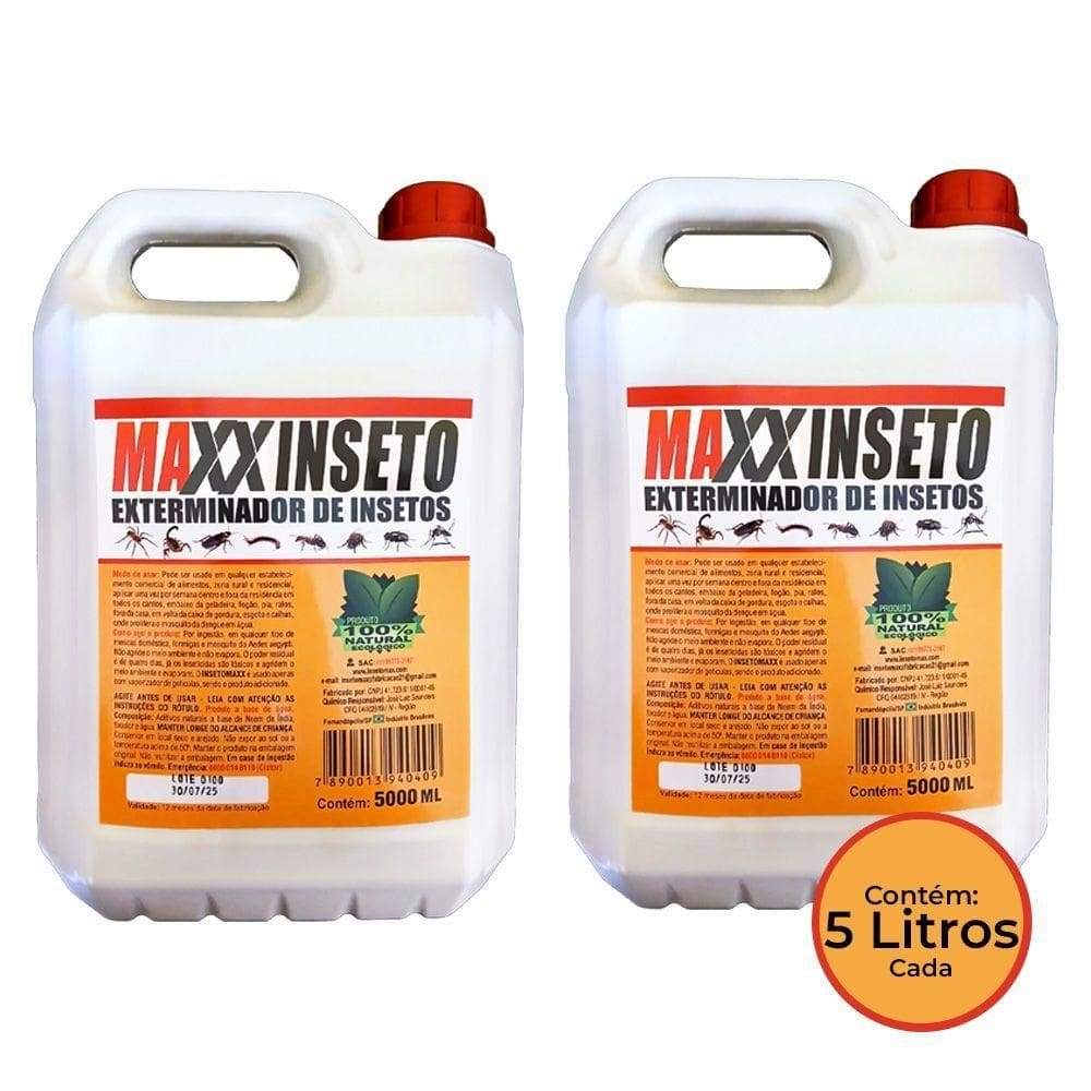 Kit 2 Exterminadores De Baratas Maxxinseto Power 5 Litros - 100% Natural