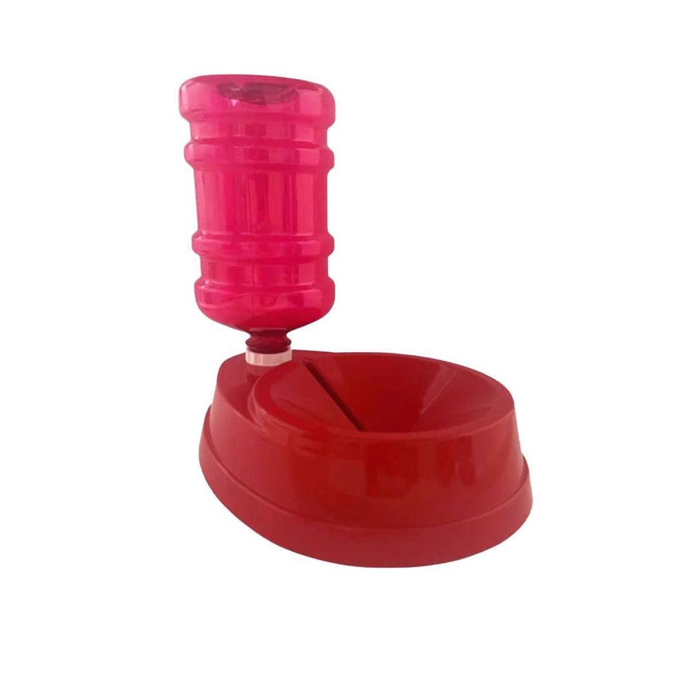 Bebedouro Automático 1L Cães Gatos Não Molha Pelos -Vermelho